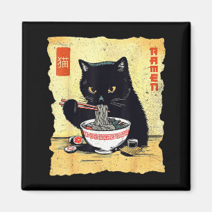 Süße Katze, die Ramen-Nudeln isst, lustiges Anime- Magnet