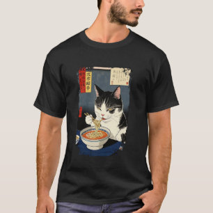 Süße Katze, die Ramen-Nudeln isst, Vintage-Retro-J T-Shirt