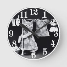 Süße Katze, die Wäsche in Kleidung Vintage-Druck m
