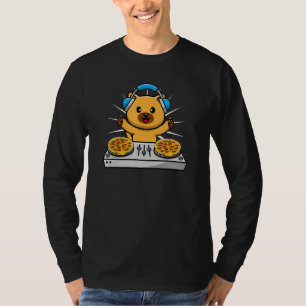 Süße Katze DJ Pizza EDM Musik Regenbogen Grafik Ku T-Shirt