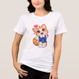 Süße Katze erstaunt Sticker Tri-Blend Shirt