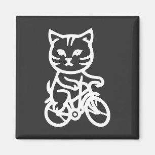 Süße Katze fährt Fahrrad Magnet