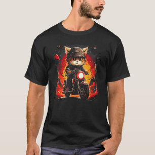 Süße Katze fährt Motorrad - Lustiger Katzenbiker T-Shirt