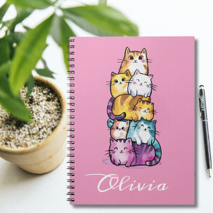 Süße Katze Farbige Aquarellmalerei Lustiges Tier B Notizblock