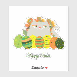 Süße Katze Frohe Ostern Aufkleber Frühlingsspaß