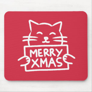 Süße Katze Frohe Weihnachten Mousepad