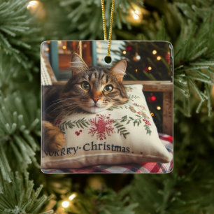 Süße Katze Frohe Weihnachten Weihnachtsbaumanhänge Keramikornament