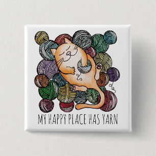 Süße Katze Garn Himmel Strickwolle Stricker Button