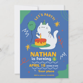 Süße Katze Geburtstag Liebenswerte Katze Thema Par Einladung
