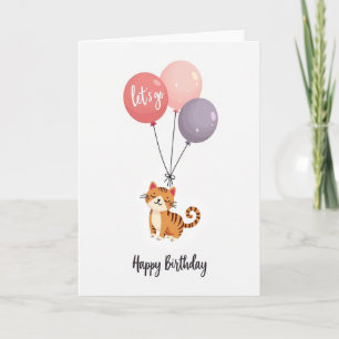 Süße Katze Geburtstagsballons Karte