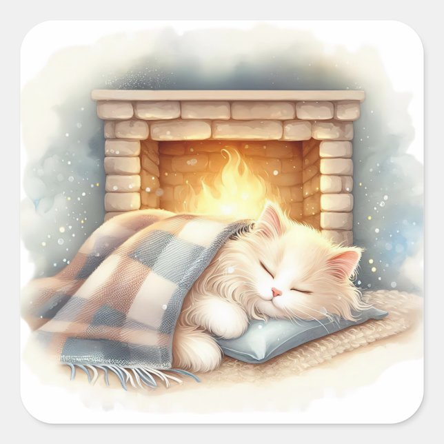 Süße Katze gemütliche Winterästhetik Aufkleber (Vorderseite)