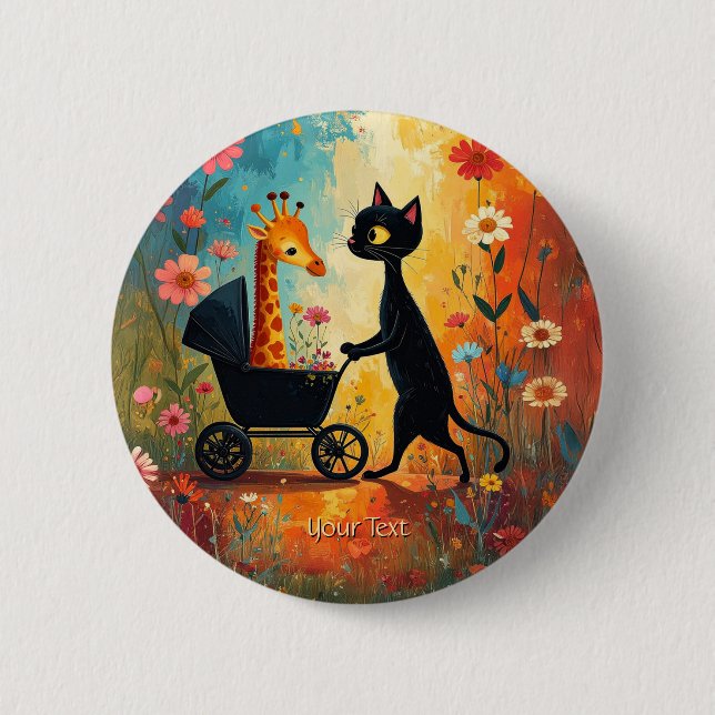 Süße Katze Giraffe Knopf Button (Vorderseite)