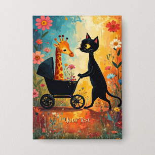 Süße Katze Giraffe Knopf Button
