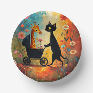 Süße Katze Giraffe Papier Schale Pappteller