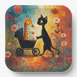 Süße Katze Giraffe Papierplatte Pappteller
