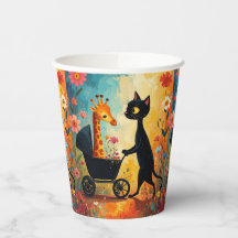 Süße Katze Giraffe Papiertassen