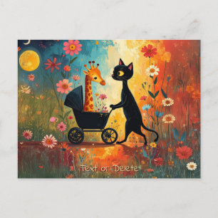 Süße Katze Giraffe Postkarte