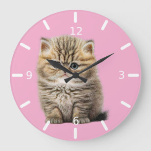 Süße Katze Große Wanduhr