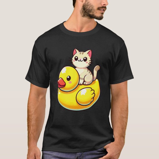 Süße Katze Gummiente T-Shirt (Vorderseite)