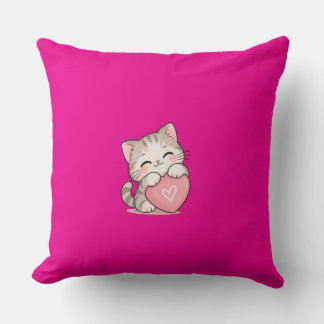 Süße Katze Gute Dinge Vor uns Rosa Kissen
