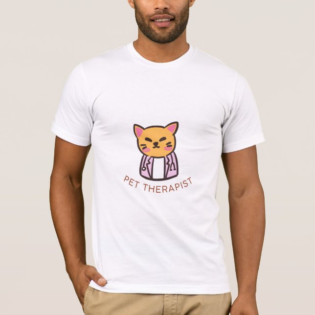Süße Katze Haustier Therapeut Cartoon-Design T-Shirt (Vorderseite)