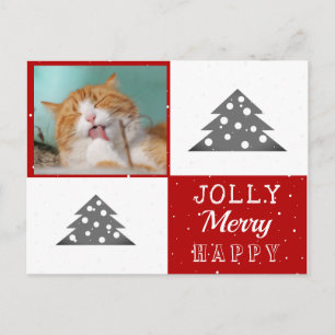 Süße Katze Haustier Typografie Weihnachtsbaum Foto Feiertagspostkarte