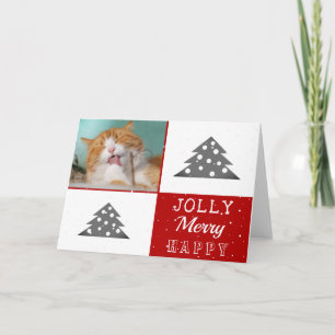 Süße Katze Haustier Typografie Weihnachtsbaum Foto Karte