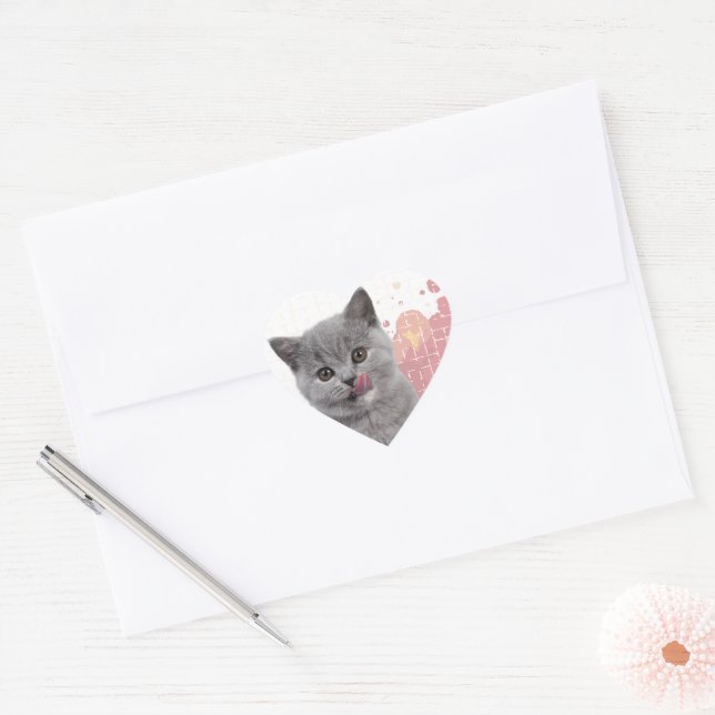 Süße Katze  Herz-Aufkleber (Umschlag)