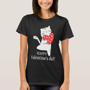 Süße Katze Herz Valentinstag Mädchen Frauen Katze T-Shirt