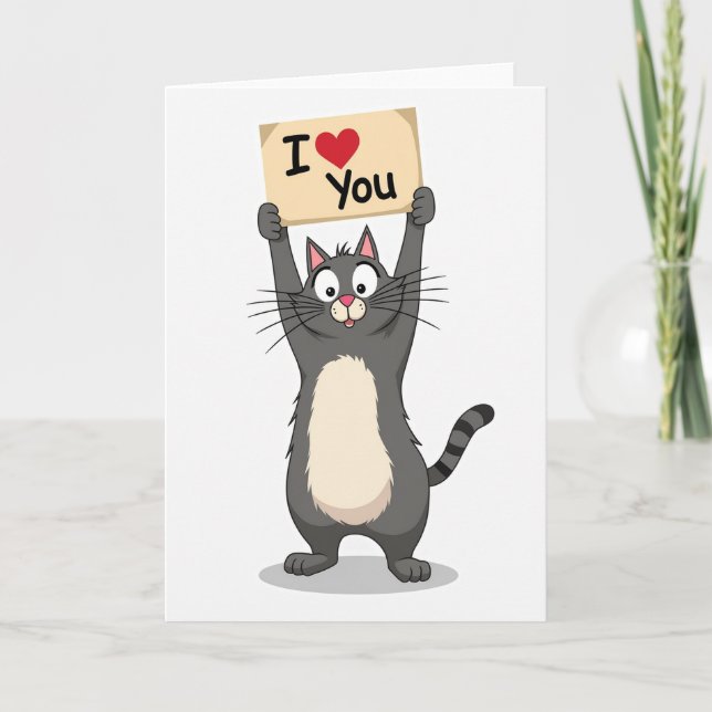 Süße Katze Ich Liebe Dich Karte (Vorderseite)