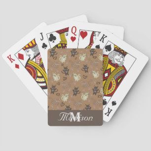Süße Katze Illustration Kritzeleien Monogramm Name Spielkarten