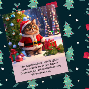 Süße Katze im Weihnachtsmann-Outfit Weihnachts-Pos Postkarte