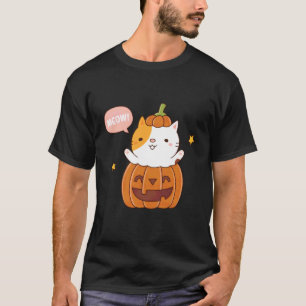 Süße Katze in ausgehöhltem Kürbis Halloween Lustig T-Shirt