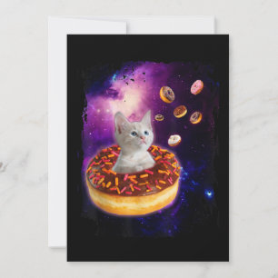 Süße Katze in Donut im Weltraum Katzenliebhaber Einladung