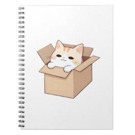 Süße Katze in einer Box Kawaii Sticker Design Notizblock