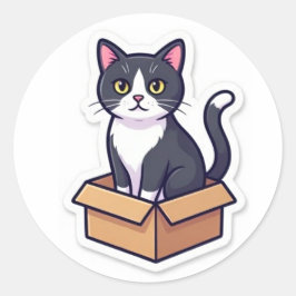 Süße Katze in Karton Aufkleber Lustige Katze