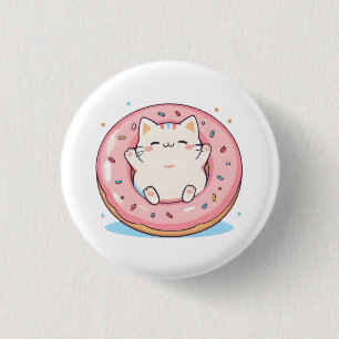Süße Katze in Kawaii-Donut-Design Button