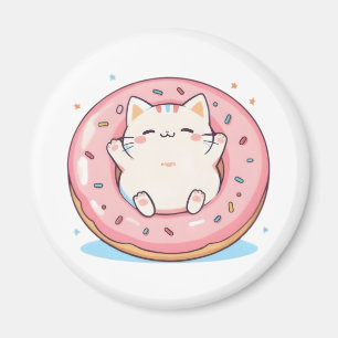 Süße Katze in Kawaii-Donut-Design Magnet