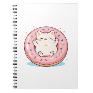 Süße Katze in Kawaii-Donut-Design Notizblock