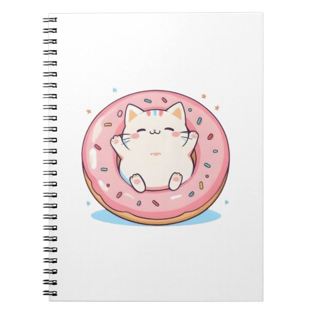 Süße Katze in Kawaii-Donut-Design Notizblock (Vorderseite)