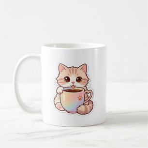 Süße Katze in Regenbogen-Kaffeetasse, niedliche Ke Kaffeetasse