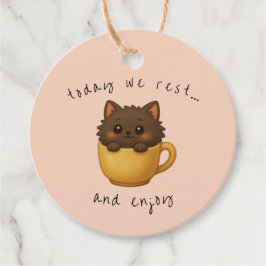 Süße Katze in Tasse Geschenkanhänger | Gefallen Bo