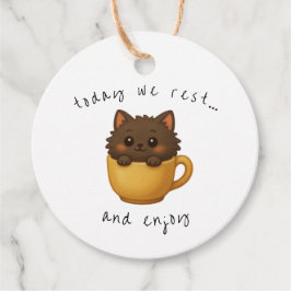 Süße Katze in Tasse Geschenkanhänger | Gefallen Bo