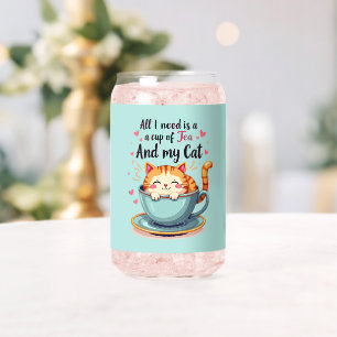 Süße Katze in Teetasse Kawaii Gemütliche Kunst Dosenglas