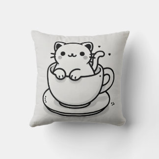 Süße Katze in Teetasse Wurfkissen Kissen