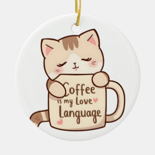 Süße Katze Kaffee Liebessprache Keramik Ornament