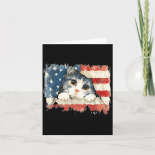 Süße Katze_Kätzchen bedrängte amerikanische Flagge Karte