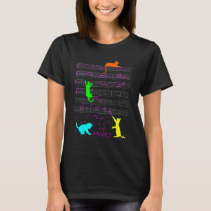 Süße Katze Kätzchen Musiknoten Diversität Musiker T-Shirt