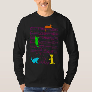 Süße Katze Kätzchen spielt Musiknote Notenschlüsse T-Shirt