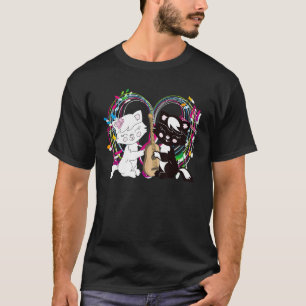 Süße Katze Kätzchen spielt Musiknote Notenschlüsse T-Shirt